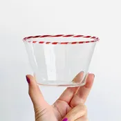 Candy Cane Rim Bowl, Red