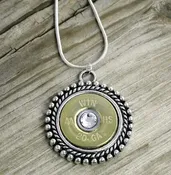 20 Gauge Antique Silver Rope Bullet Necklace