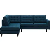 101 Inch Button Tufted Fabric Left Facing Bumper Sectional