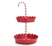 TIN CANDY CANE TIERED TRAY