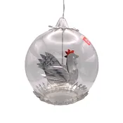 12 Days of Christmas by Resl Lenz, Three French Hens Foil Ornament, silver
