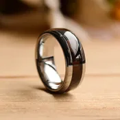8mm Tungsten Wood Band with Purpleheart Inlay