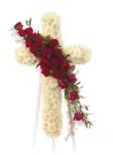 36 " RED/WHITE STANDING CROSS ON 5'6' STAND
