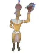 Large Life Size majestic Mexican Native Aztec Inca Clay Warrior Statue 81”
