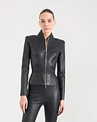 GALACTICA Stretch Leather Jacket in Black