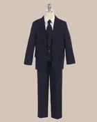 5-Piece Boy’s 2-Button Jacket 4-Button Vest Dress Suit – Navy Blue
