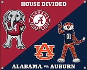 ALABAMA-AUBURN HOUSE DIVIDED SPIRIT BANNER-36"X 43"-5004AL-AU
