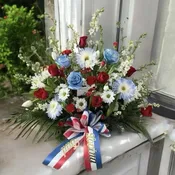 Patriotic Sitting Spray Red White and Blue by Petals