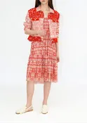 DEER JACQUARD DENIM JACKET WITH LACE