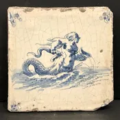 Antique Dutch Tile with Sea Creature — Wells Antique Tile & Pottery