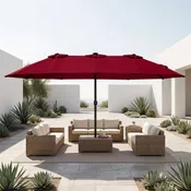15.5 Ft Patio Umbrella and Solar LED Lights