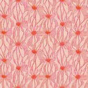 Abstract Florals Rayon - Linework Red on Cream