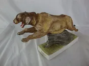 1973 Ski Country Bourbon Whiskey 4/5 Quart Mountain Lion Ceramic Decanter Empty