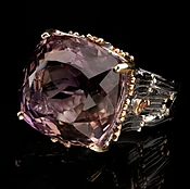 Amethyst and Sapphire Ring in Sterling Silver and Gold Accents