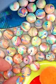 12mm Retro Neon Swirl Round German Resin Beads, 10 Chunky Beads