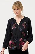 PINTUCK RAGLAN BUTTON UP