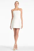 ALANNA IVORY FAILLE FIT AND FLARE DRESS