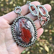 GEMSTONE African Red Jasper Large Oval Pendant