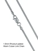 18" - 1.8mm MIAMI CUBAN Rhodium-Plated Sterling Silver Chain