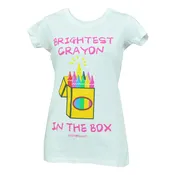 Brightest Yellow Crayon In The Box Junior Girls Youth White Tshirt Tee SML