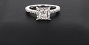 1.35 Carat Vintage Halo Princess Cut Diamond Ring