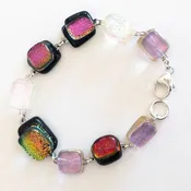 Fire + Ice II Fused Dichroic Islandscape Glass Bracelet WindHorse Arts Vinalhaven, Maine — WindHorse Arts