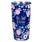 Be Still & Know Stainless Steel Travel Mug with Stainless Steel Straw - Psalm 46:10