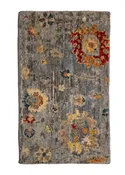 Oriental Rug Indian Handmade Area Transitional 1'6"x2'5" (2x2) Gray Gray Floral Design #A36642