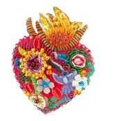 Embroidered Brooch India - Flaming Heart