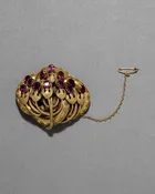 Antique 1800s 14k Gold Fill & Faceted Rhodolite Garnet Pin