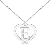 Diamond Accent Heart Frame Initial Necklace Sterling Silver 18”