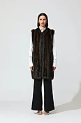 Natural Barguzin Sable Long Outerwear Reversible to Navy Cashmere