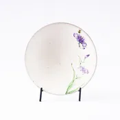 Hand-Painted Artisanal Chinese Plate, Purple Iris