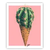 Cactus Ice Cream Cone Print