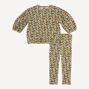 balloon sleeve sweatshirt and legging set | blue daisy garden | organic cotton interlock