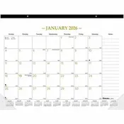 Blueline Classic Gold Monthly Desk Pad Calendar Monthly - 12 Month - January 2026 to December 2026 - 1 Month Single Page Layout - 17" x 22" Sheet Size - Desk Pad - Clear, White - Chipboard, Vinyl - Dated Planning Page, Daily Block, Reference Calendar, Tea