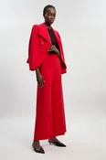 Compact Stretch Tipped Wide Leg Tailored Trouser