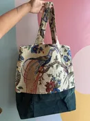 Leather and Canvas Peacock Tote