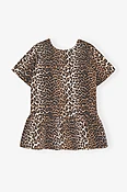 Leopard Open-back Mini Denim Dress
