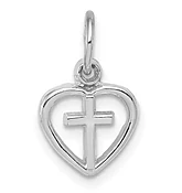 Gold Heart Cross Charm