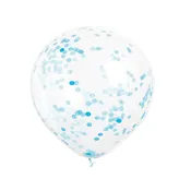 12in Clear Latex Balloons with LIght Blue Tissue Confetti  6ct
