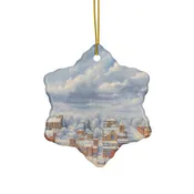 Downtown Burlington Winter Skyline Ornament – Ceramic