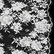 3D Fabric Flowers Embroidered Lace with Sequins and Finished Edges - Off White Floral