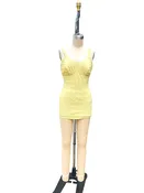 1940s Butter Yellow Textured Stretch Nylon Caltex One-Piece Swimsuit