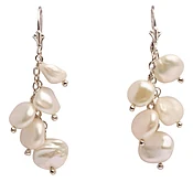 Keshi Pearl Cluster Dangle Earrings | AAA 4-6mm Natural White Genuine Cultured Pearls