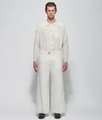 Archivio J.M. Ribot Crinkled Ivory Grid Trousers