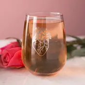 Anatomical Heart Stemless Wine Glass - Platinum Silver - 17oz Glass