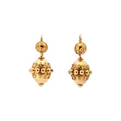 Antique Victorian 18k Etruscan Revival Double Drop Earrings