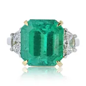 10 carat Emerald Cut Diamond 10.42ct Green Emerald And Diamond Ring