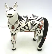 Acoma Judy Lewis Handmade and Hand Painted Polychrome Standing Horse Figurine